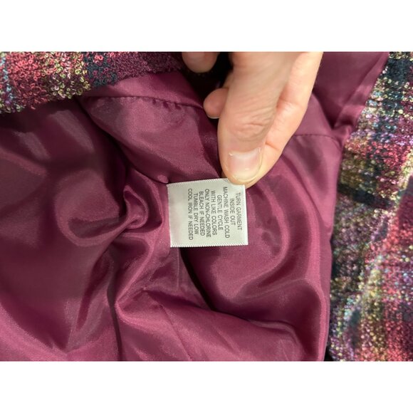 Christopher & Banks Petite Plaid Button Up Blazer Jacket Sz MP - Picture 7 of 9